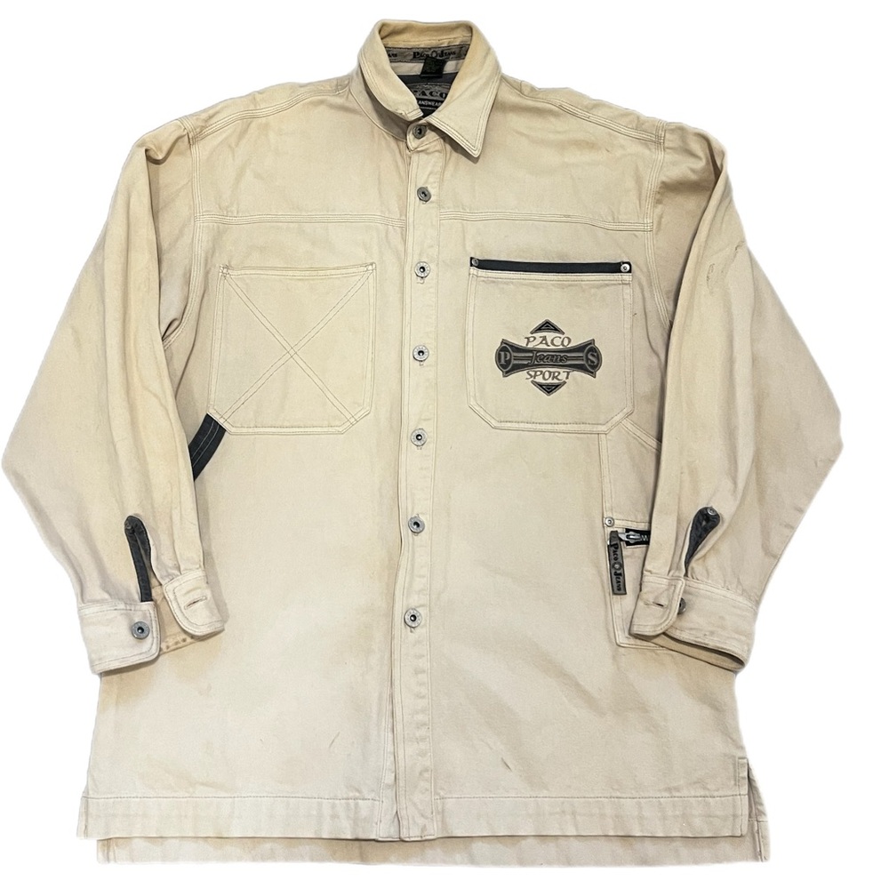 Vintage Y2K Paco Jeans Tan and Cream Button Down Size Medium